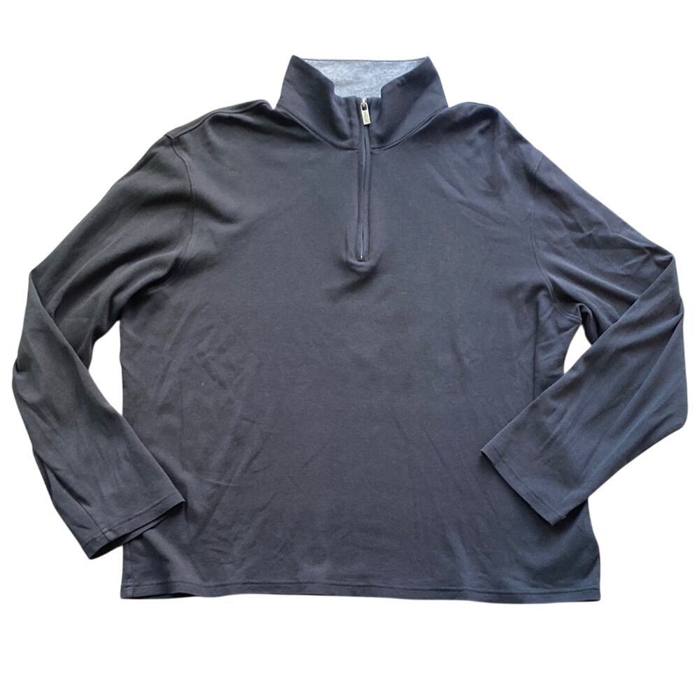 MICHAEL KORS Quarter-Zip Knit Top Mens Sz Large Black Classic Long Sleeve